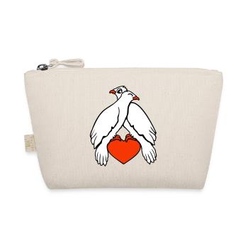 2 colombes coeur oiseaux deux couple assis amoureux - Trousse biologique - nature - Devant