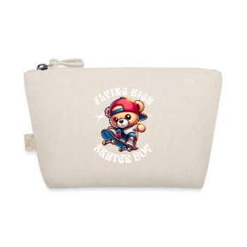 Skater teddy bear on skateboard - Organic Pouch - nature - Front