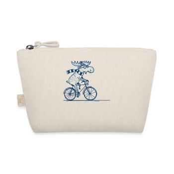 Moose Bicycle Cartoon Design with Humor in Retro - Organic Pouch - nature - Front