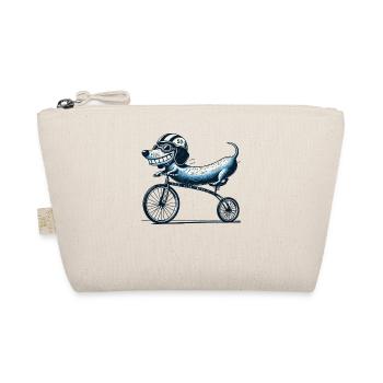 Retro Dog Motif with Bicycle for Cycling Friends - Organic Pouch - nature - Front