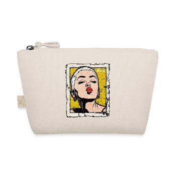Buzzcut Punk Girl with Kissing Mouth in Pop Art Style - Organic Pouch - nature - Front