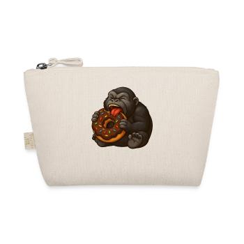 Funny gorilla with donut cartoon candy - Organic Pouch - nature - Front