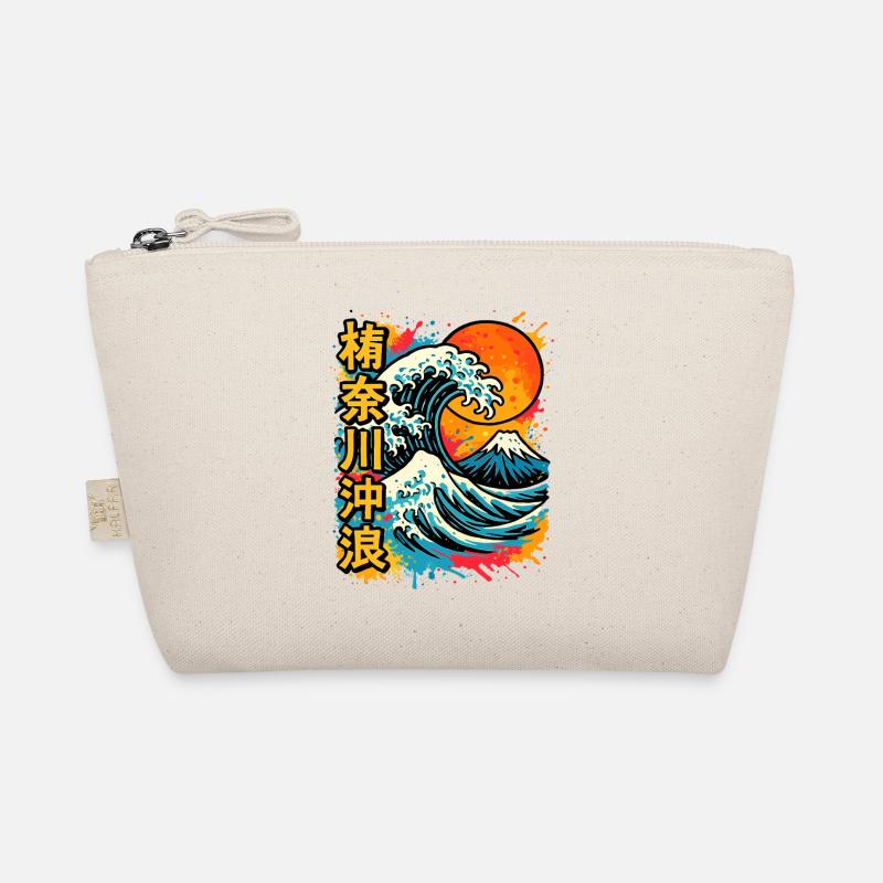 Große Welle Kanagawa Farb Splash Hokusai Kunst - Bio-Täschchen - Natur