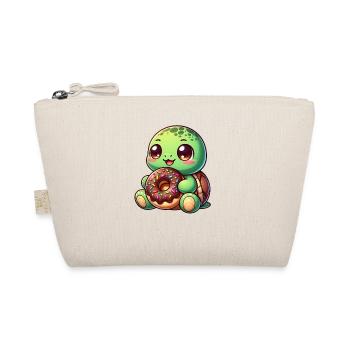 Tortue mignonne avec beignet dessin animé grignotage - Trousse biologique - nature - Devant