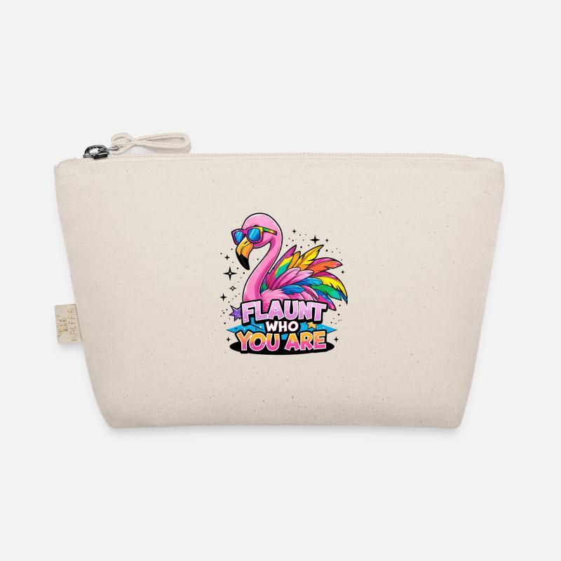 Bunter Flamingo – Sei stolz, wie du bist - Bio-Täschchen - Natur