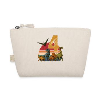 Retro Dinosaur Dino Birthday 4 Years Gift - Organic Pouch - nature - Front