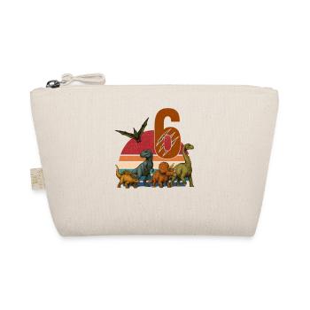 Retro Dinosaur Dino Birthday 6 Years Gift - Organic Pouch - nature - Front