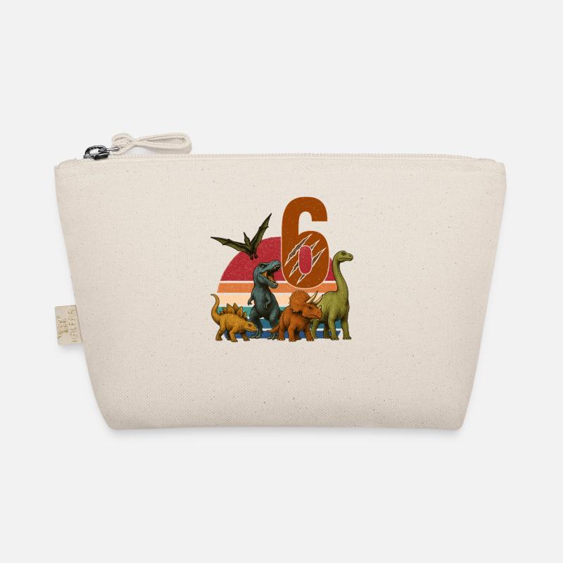 Dino Geburtstag 6 Jahre Retro Dinosaurier Geschenk Bio-Täschchen