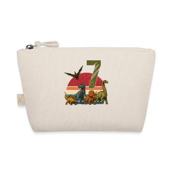 Retro Dinosaur Dino Birthday 7 Years Gift - Organic Pouch - nature - Front
