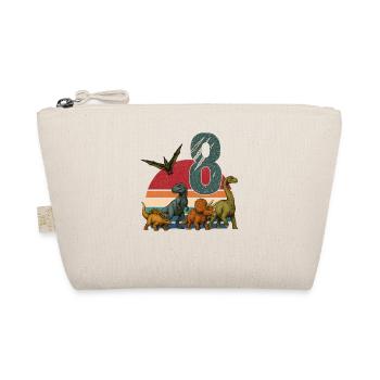 Retro Dinosaur Dino Birthday 8 Years Gift - Organic Pouch - nature - Front
