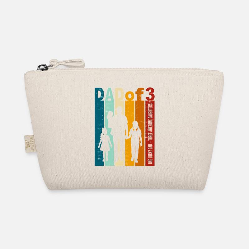 Papa & 3 Töchter Geschenk Design Vatertag - Bio-Täschchen - Natur
