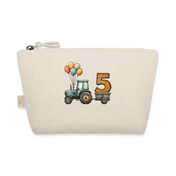 Birthday tractor with trailer 5 years children - Organic Pouch - nature - Front