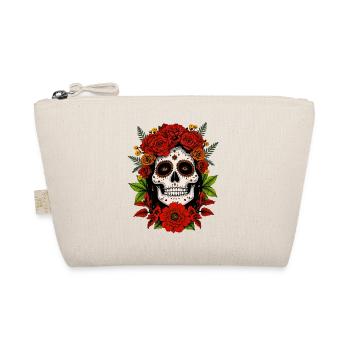 Mexican Skull Dia de los Muertos Skull - Organic Pouch - nature - Front