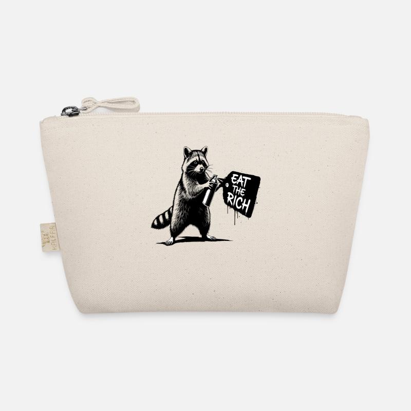 Waschbär Sprayer - EAT THE RICH - Bio-Täschchen - Natur