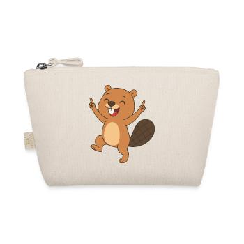 Fröhliches Biberbaby - Busy Beaver Baby - Bio-Täschchen - Natur - Vorne