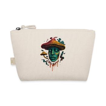 Psychedelic Mushroom Face Surreal Design - Organic Pouch - nature - Front