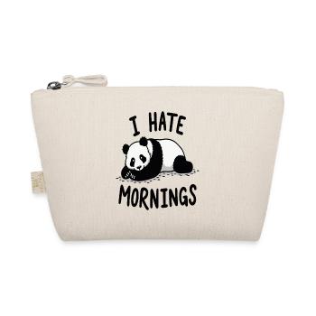 Panda I Hate Mornings Saying - Organic Pouch - nature - Front