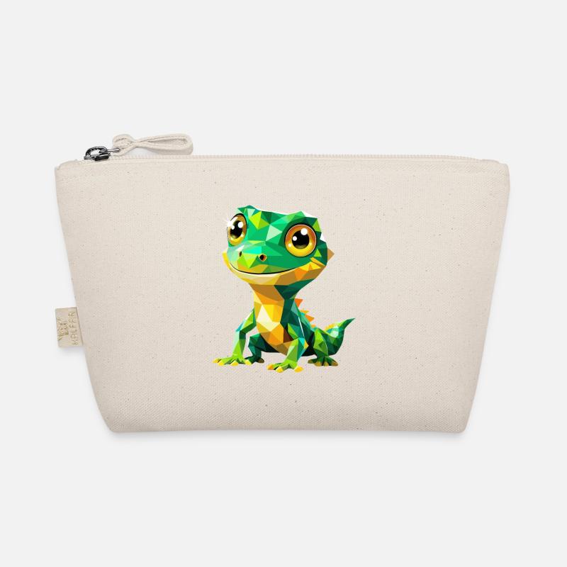 Gecko Polygon – Buntes Tierdesign Bio-Täschchen