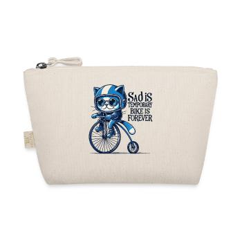 Cats Bicycle Design with Saying for Cyclists - Organic Pouch - nature - Front