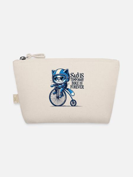 Cats Bicycle Design with Saying for Cyclists - Organic Pouch - nature - Front