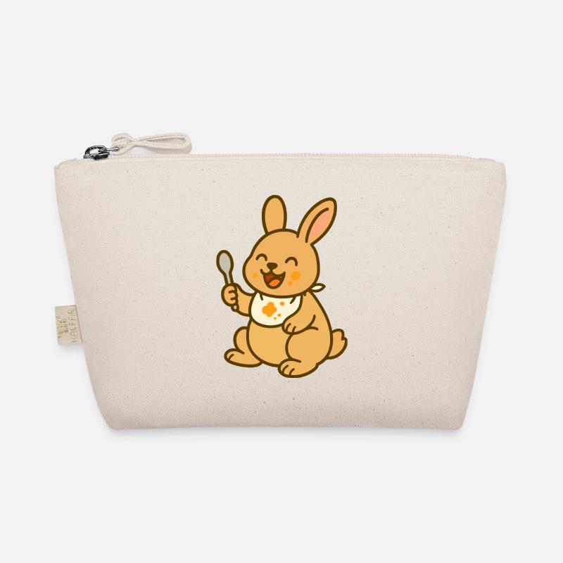 Bébé lapin avec cuillère dans le bonheur alimentaire Trousse biologique