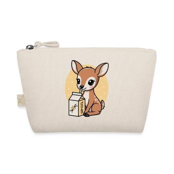 Kawaii Deer Drinking Vanilla Milk Cartoon Animal - Organic Pouch - nature - Front