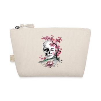 Cherry Blossom Skull and Zen Face Art - Organic Pouch - nature - Front