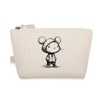 Kawaii Mouse Cartoon Sketch – Cute & Funny Motif - Organic Pouch - nature - Front