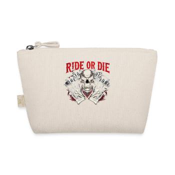 Motorcycle Skull Ride or Die Biker Chopper Rock - Organic Pouch - nature - Front