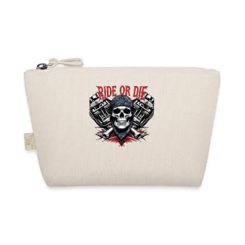 Motorcycle Skull Ride or Die Biker Chopper Rock - Organic Pouch - nature - Front