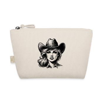 Retro Cow Girl, Line Art Western Style - Organic Pouch - nature - Front
