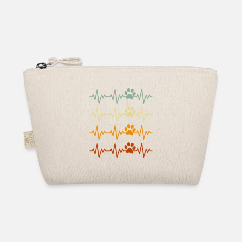 Heartbeat mit Pfoten, Tierliebe Design Paw Cat - Bio-Täschchen - Natur