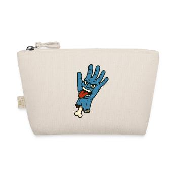 Main bleue sauvage avec visage et langue coquine - Trousse biologique - nature - Devant