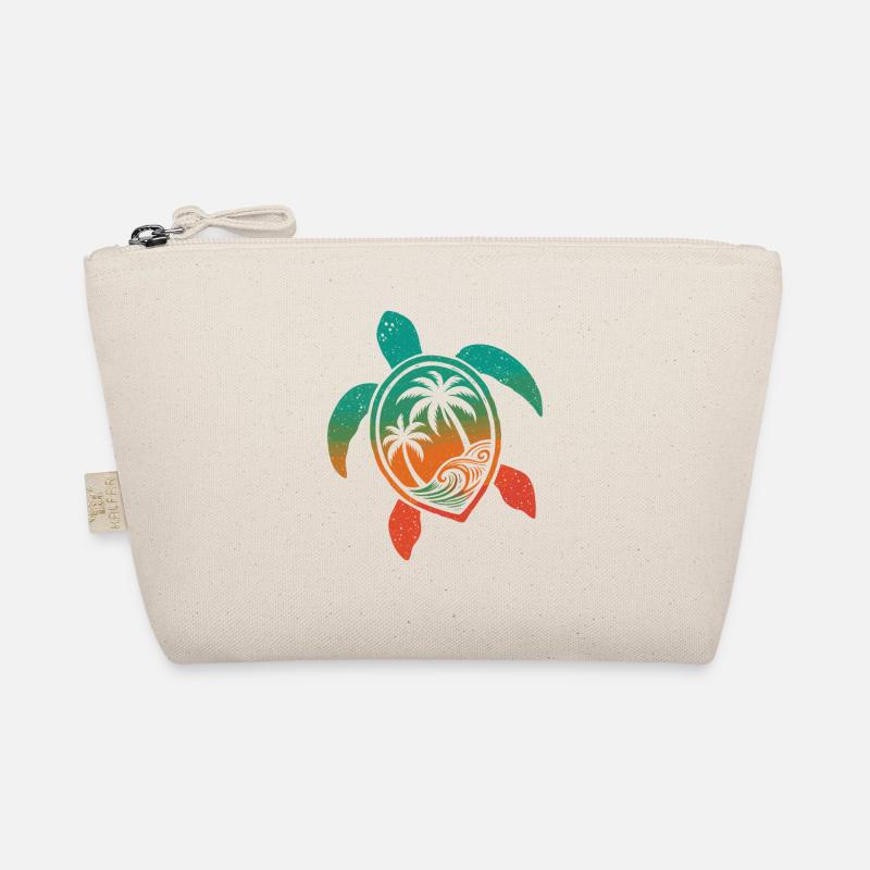 Turtle Motif Waves Festival Turtle Surfer Organic Pouch