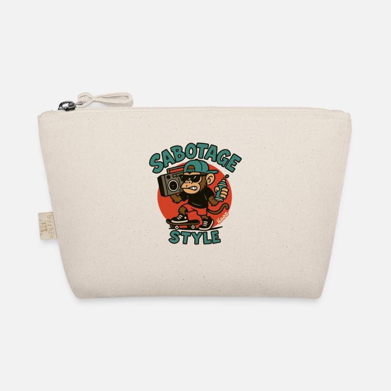 Cooler Affe mit Skateboard und Spraydose Style Bio-Täschchen