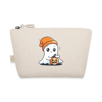 Fantôme mignon avec chapeau et citrouille à la main - Trousse biologique - nature - Devant