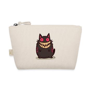 Grinning Black Monster Cat - Organic Pouch - nature - Front