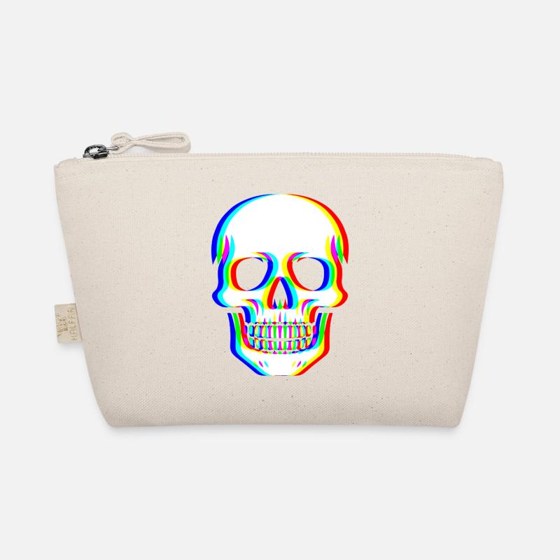 Glitch Schädel - Cyber Kunst Bio-Täschchen