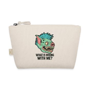 Punk Pigs Monster Head with Saying - Organic Pouch - nature - Front