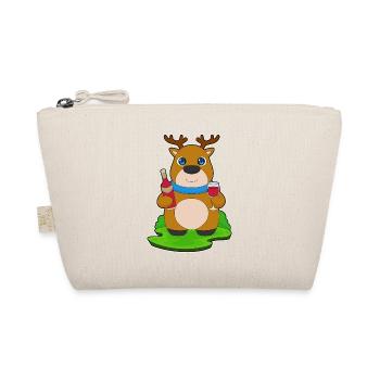 Reindeer bottle of red wine - Organic Pouch - nature - Front