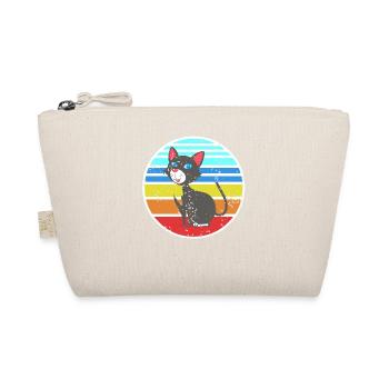 Retro Happy Cat Rainbow Vintage Cartoon Feline - Organic Pouch - nature - Front