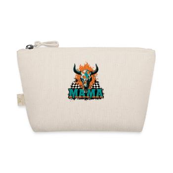 Halloween Mom Skull Flames Checkerboard Pattern - Organic Pouch - nature - Front