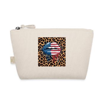 Leopard Lippen mit USA Flagge - Bio-Täschchen - Natur - Vorne