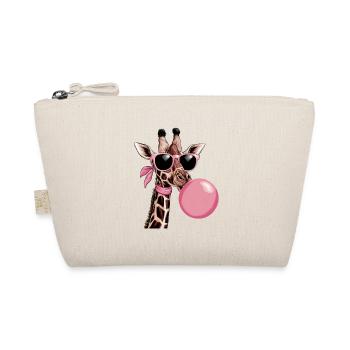 Lustige rosa Giraffe mit Brille und Blase - Bio-Täschchen - Natur - Vorne