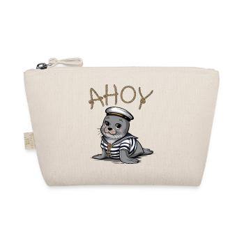 Seal in sailor clothes Ahoy - Organic Pouch - nature - Front