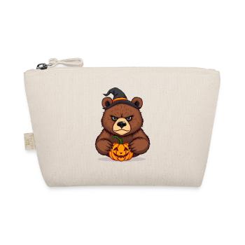 Halloween bear with pumpkin: cartoon illustration - Organic Pouch - nature - Front