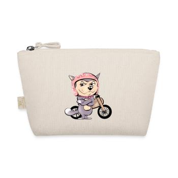 Canine humor in a unique cycling costume - Organic Pouch - nature - Front