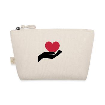 Heart in hand symbol of care and compassion - Organic Pouch - nature - Front