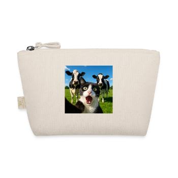 Cute Cat Cow Selfie Gift Idea - Organic Pouch - nature - Front