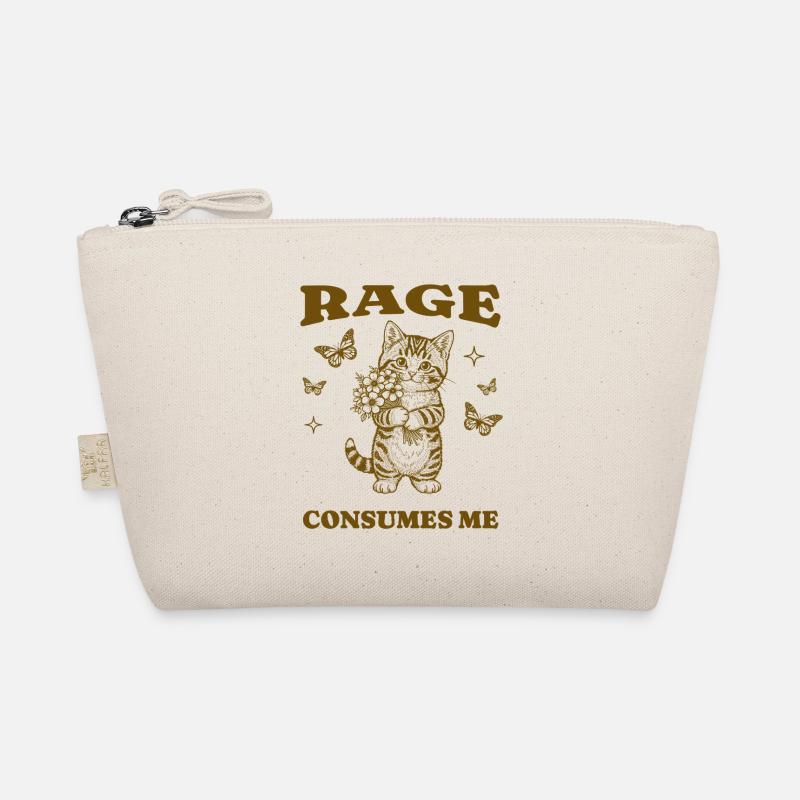 Rage Consumes Me Katze mit Blumenstrauß-Design - Bio-Täschchen - Natur